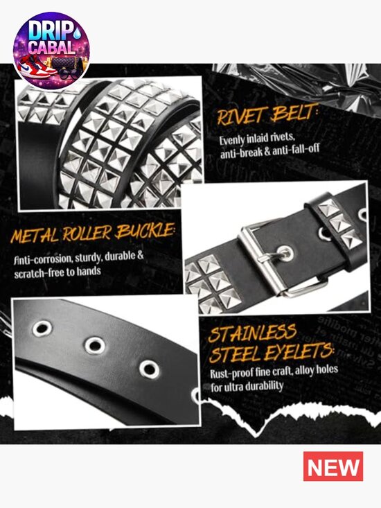 Faux Leather Studded Belts with Detachable Tassel Pendants and Pant Chain main image 4